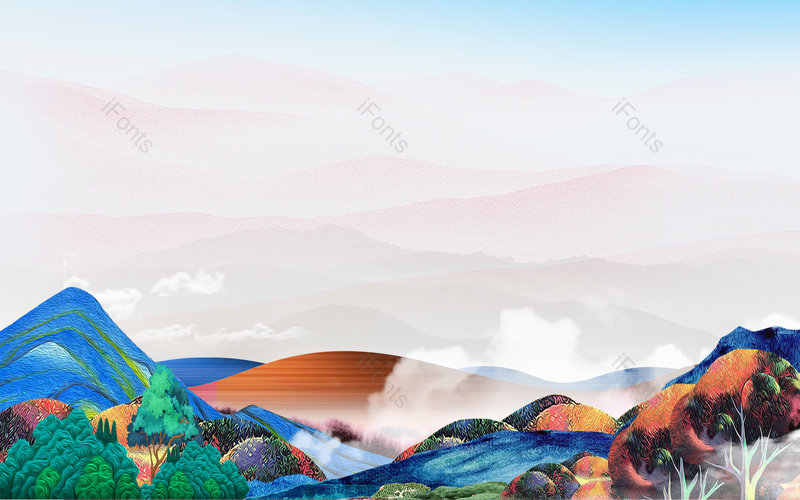 中国风唯美意境山水装饰背景设计,插画/手绘图,插画/手绘图库,插画/手绘图下载,插画/手绘